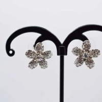 ORECCHINI FIORE ARGENTO STRASS PICCOLI