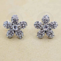 ORECCHINI FIORE ARGENTO STRASS PICCOLI