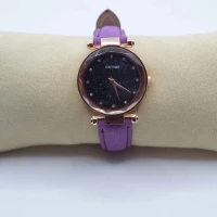 OROLOGIO CINGHIA CUOIO VIOLA QUADRANTE NERO BRILLANTINATO