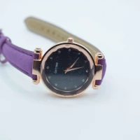 OROLOGIO CINGHIA CUOIO VIOLA QUADRANTE NERO BRILLANTINATO